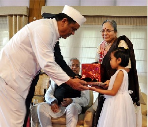 The Governor of Arunachal Pradesh Shri P.B. Acharya and State�s First Lady of the State Smt Kavita gave away the Governor�s Award for excellence at Darbar Hall , Raj Bhavan, Itanagar on 12th May 2017.
